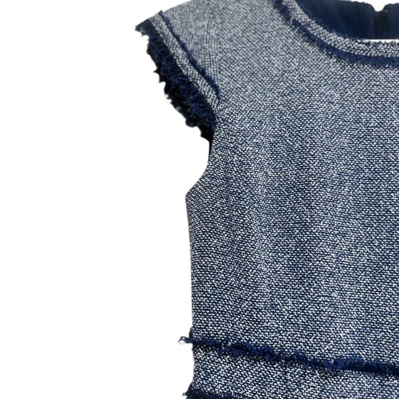 Rebecca Taylor Tweed Ruffle Dress Women 6 Blue Knee Length Preppy Office Classic - Picture 10 of 16